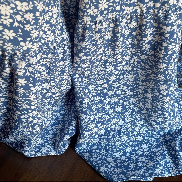 Blue & White Floral V-neck Short Sleeve Maxi Dress Plus Size 3XL - Picture 8 of 11